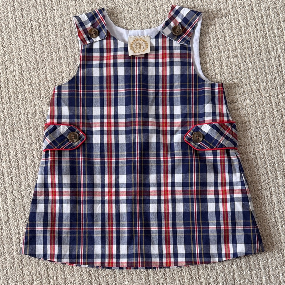 The Beaufort Bonnet Company Navy and Red Plaid Dress
